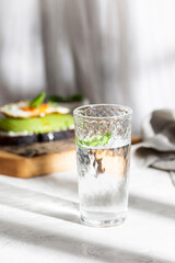 Glass of water for healthy breakfast