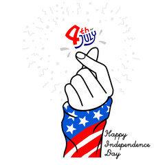 illustration of the finger love symbol for the 4th of July independence day