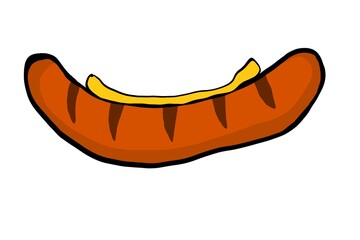 Eine Bratwurst mit Senf.
