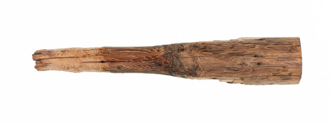 primitive wooden club isolated on white background