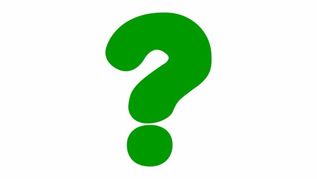 Animated funny green symbol of question mark. Looped video. Vector illustration isolated on a white background.
