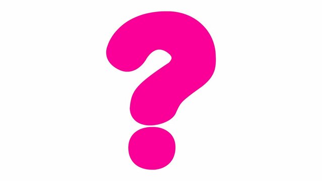 Animated funny pink symbol of question mark. Looped video. Vector illustration isolated on a white background.
