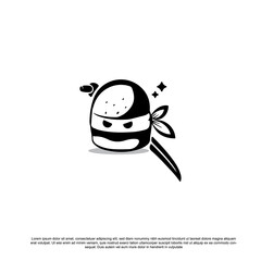 Creative ninja burger logo design vector