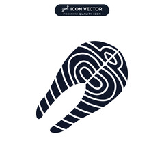 Salmon steak red fish icon symbol template for graphic and web design collection logo vector illustration