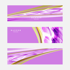 Set of luxury soft purple and gold banner design