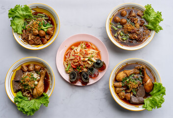 Thai Spicy Salads and Stewed Beef Pork Noodles