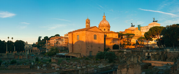 View of Rome's landmarks in the morning