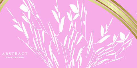 Fototapeta na wymiar Abstract pink and gold background with leaves