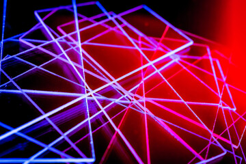 Fototapeta na wymiar abstract background with glowing lines in red and blue colors 