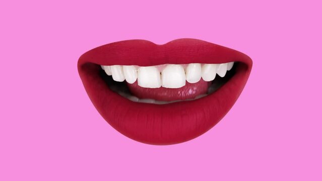 Cutout of womans full red lips
