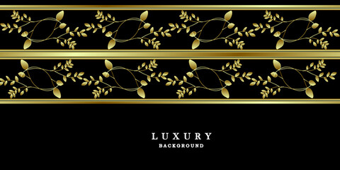 Luxury black gold background with leaves