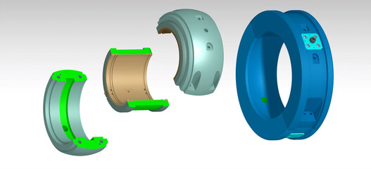 journal bearing turbine section 3D - obrazy, fototapety, plakaty