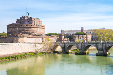 views of sant angelo castle in rome, italy