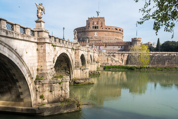 views of sant angelo castle in rome, italy - obrazy, fototapety, plakaty