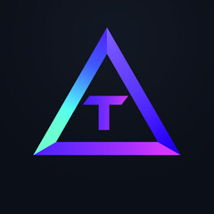 Premium 3D Initial letter T logo, triangle icon design, vector illustration