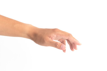 hand empty on white background with a clipping path.