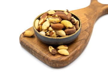 Brazil walnut on white background. Close-up brazil walnut kernel