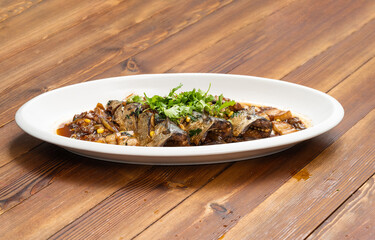Special Chinese food home-style braised mackerel and ingredients