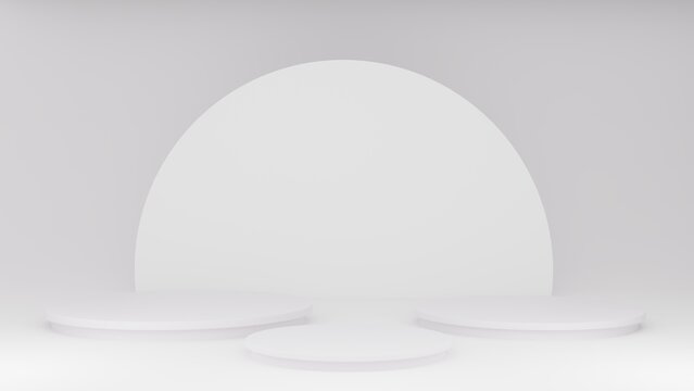 Drei runde leere Bühnen in weiss © NaMaW3D