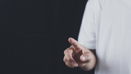  man's hand concept The man is spreading his hands at the level of his chest. Suitable for making products, products or symbols to put together with pictures.