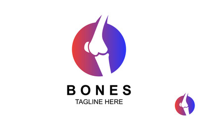 Bones Logo Design Template. knee joint bone logo vector illustration design. Leg bones Logo.