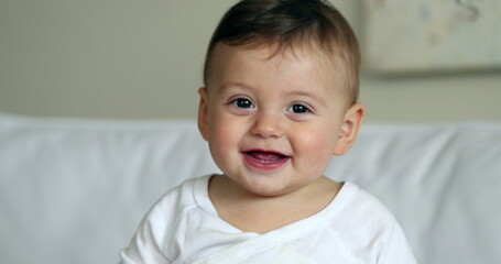Fototapeta premium Beautiful baby toddler boy child portrait smiling to camera