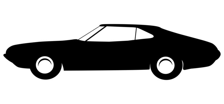 Vintage single silhouette abstract Retro car vehicle urban