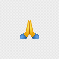 Prayer hands emoji. Folded hands. Isolated on white. Vector
