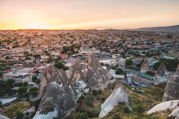 dusk over the city of Göreme in Cappadocia