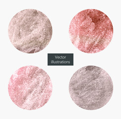Vector abstract rose gold round stains on light gray background for your design
