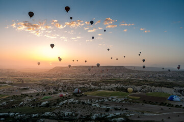 cappadocia travel picture with hot air balloons