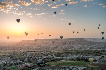 cappadocia travel picture with hot air balloons