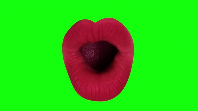Cutout of womans full red lips