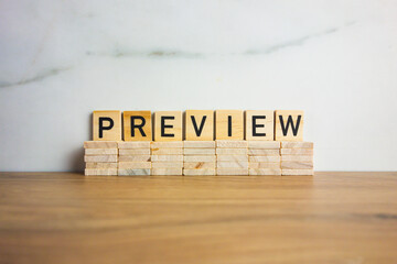 Word preview from wooden blocks