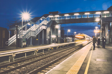 Bicester Village Train Station, Oxfordshire At Night