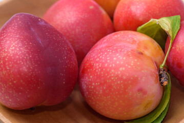 Fruits of the harvested japanese plum
