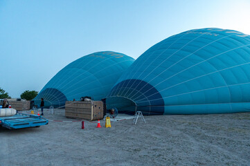 hot air balloon at start in Cappadocia