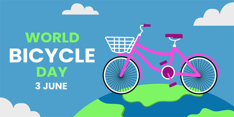 World Bicycle Day Vector Illustration Banner suitable for website, printed banner, sticker etc 