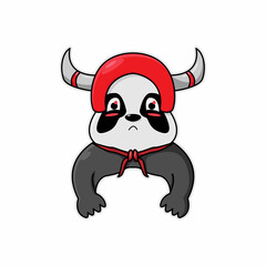 the panda with the red helmet