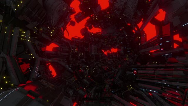 Super computer tunnel evil red 3d animation