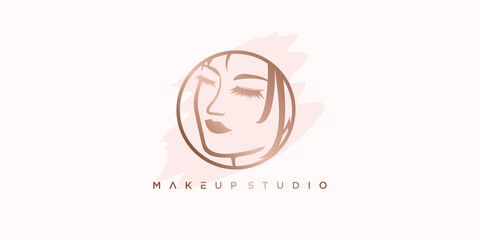 Beauty logo design with creative concept Premium Vector