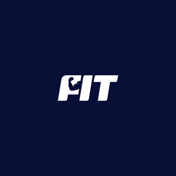 fitness logo design. Vector illustration of text fit and muscle . modern logo design vector icon template