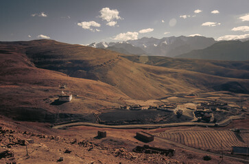view from the top of the mountain in Spiti, Himachal, India