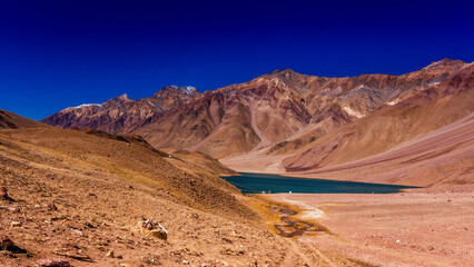 Chandratal lake in the himalayas