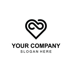 Obraz premium Modern heart line art logo with infinity symbol