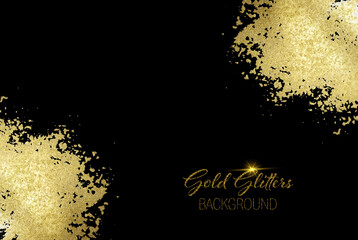 Golden vector decorative shapes of colored figures on a dark background