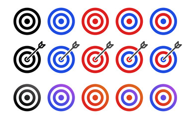 Target archery vector icon set. Aim acuuracy symbol. Tarets aiming collection.