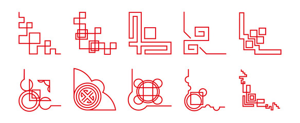 A set of abstract Chinese frames.