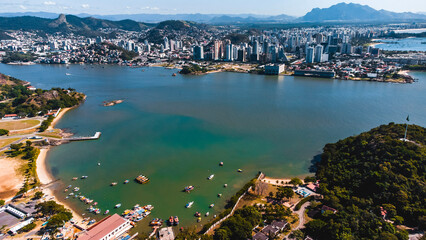 Vitória Vila Velha Mar Litoral Praia Paisagem Drone Espirito Santo Sudeste Brasil