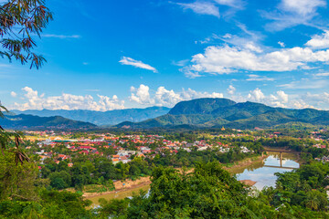 Fototapeta na wymiar Panorama of the landscape Mekong river and Luang Prabang Laos.